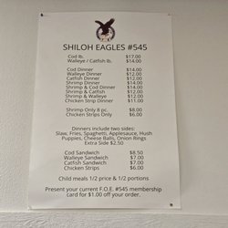 Fraternal Order of Eagles 545 - Aug 2025 Friday Fish Fry Menu