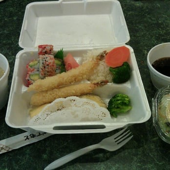 Isamu - Everything that came with he shrimp tempura lunch bento box. Looks delicious! - Japanese Near Me - Beacon, New York