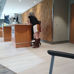 Jordan Valley Health - Office staff dress code, I guess. At least she has  decent legs.