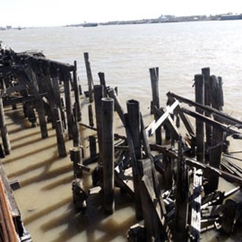 Crescent Park - Waterfront pilings at Crescent Park. - Dog Parks Near Me - New Orleans, Louisiana