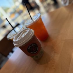 Calico Cactus - Great Americano, Fresh Squeezed OJ, and Strawberry/Passion Fruit Aqua Fresca. Perfect match for our breakfast tacos.