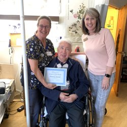 Family Matters In-Home Care - Honoring our amazing caregiver Sharon with our Employee of the month award with her client who has made tremendous recovery strides.