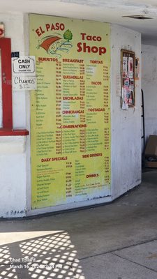 Menu photo 1 El Paso Taco Shop Campo, CA Menu photo 1 El Paso Taco Shop Campo, CA