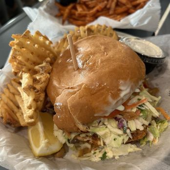 Wooly's - Ahi Tuna Burger & Waffle Fries - Seafood Near Me - Pismo Beach, California Wooly's - Ahi Tuna Burger & Waffle Fries - Seafood Near Me - Pismo Beach, California