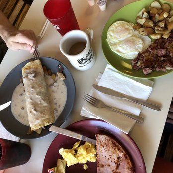 Ok Cafe - Doc Holiday breakfast burrito, homemade has and eggs, silver dollar pancakes and ham - American Near Me - Tombstone, Arizona Ok Cafe - Doc Holiday breakfast burrito, homemade has and eggs, silver dollar pancakes and ham - American Near Me - Tombstone, Arizona