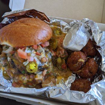 Allen Burger Venture - #7 with tots to go (minus two tots I ate on the way home). - Burgers Near Me - Buffalo, New York Allen Burger Venture - #7 with tots to go (minus two tots I ate on the way home). - Burgers Near Me - Buffalo, New York