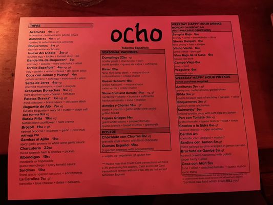 Menu photo 3 Ocho Seattle, WA