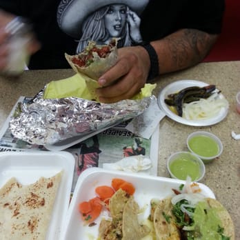 La Takiza - Carne asada,Quesadilla at bottom, pollo & al pastor taco on right. CochinitaPibil taco didn't make it long enough for the pic! - Mexican Near Me - Vista, California