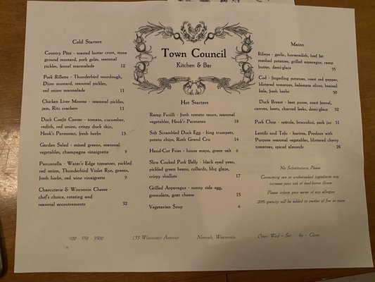 Menu photo 6 Town Council Kitchen and Bar Neenah, WI Menu photo 6 Town Council Kitchen and Bar Neenah, WI