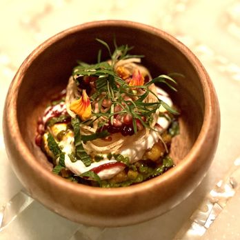 Rania - Shiso Leaf Chaat, White Pea Ragda, Green Mango, Mint -- so so good. - Wine Bars Near Me - Washington, DC, District of Columbia