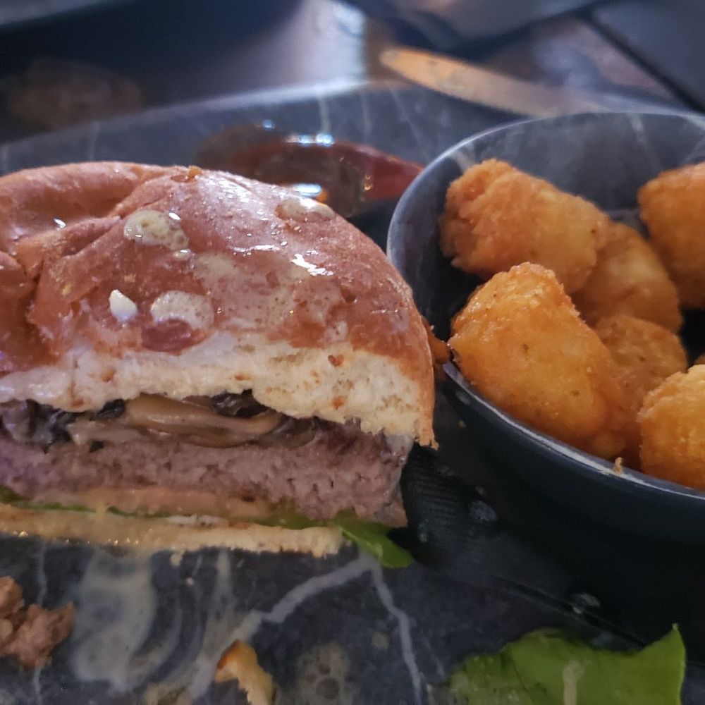 Black Sheep On Broadway - Mushroom burger with tots - Bars Near Me - Ocala, Florida Black Sheep On Broadway - Mushroom burger with tots - Bars Near Me - Ocala, Florida