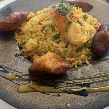 Desecheo Restaurant - Seafood mixed rice with sweet plantains - Puerto Rican Near Me - Aguadilla, Puerto Rico