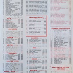 No 1 Chinese Restaurant - Menu 10Apr2023