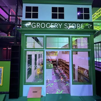 Launch - Grocery store area in Joey Town - Trampoline Parks Near Me - Lewisville, Texas