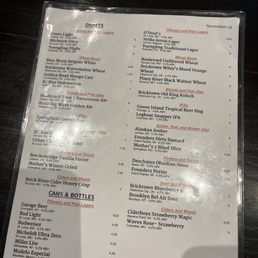 Beer list on tap
