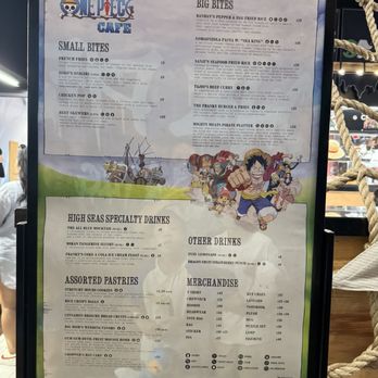 One Piece Cafe - Menu, you order at the counter and get a beeper to wait for your food. Seating is first come first serve - Themed Cafes Near Me - Las Vegas, Nevada One Piece Cafe - Menu, you order at the counter and get a beeper to wait for your food. Seating is first come first serve - Themed Cafes Near Me - Las Vegas, Nevada