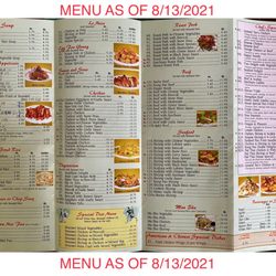 Menu as of 8/13/2021