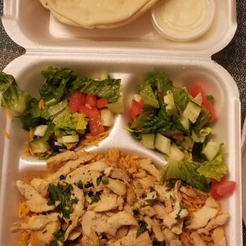 Taste of Jerusalem - Chicken shawarma with spicy rice, garlic sauce, & salad - Mediterranean Near Me - Plainfield, Illinois
