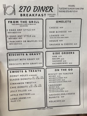 Menu photo 6 270 Diner Mt Ida, AR