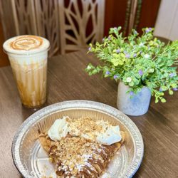 Shemda Crepes, Drinks & More - Mazapan iced coffee & Banana Royale Crepe