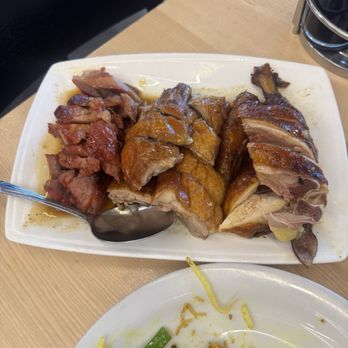 Tasty Spot Cafe - Three Delicacy Combination Platter-bbq pork, roasted duck, and soy sauce chicken. - Chinese Near Me - Irvine, California Tasty Spot Cafe - Three Delicacy Combination Platter-bbq pork, roasted duck, and soy sauce chicken. - Chinese Near Me - Irvine, California