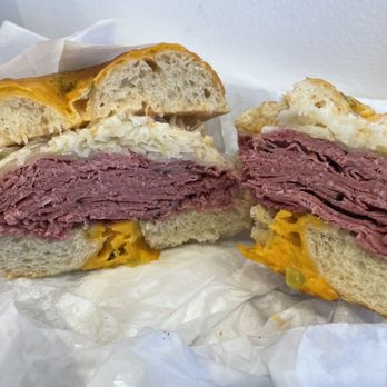 Dan’s Bagels - Reuben on jalapeño cheddar bagel - Bagels Near Me - Trophy Club, Texas Dan’s Bagels - Reuben on jalapeño cheddar bagel - Bagels Near Me - Trophy Club, Texas