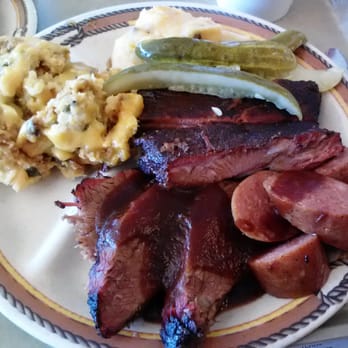 Mike Anderson's BBQ House - 3-meat plate: Ribs, Sausage and Brisket. Ribs and Sausage good, brisket dry. - Barbeque Near Me - Dallas, Texas Mike Anderson's BBQ House - 3-meat plate: Ribs, Sausage and Brisket. Ribs and Sausage good, brisket dry. - Barbeque Near Me - Dallas, Texas