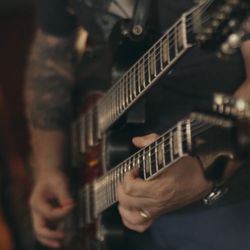 Filmhunter Media - A still from Terraneous Wrecks music promo, that includes an extremely rare guitar.