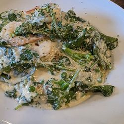 The Black Stallion Restaurant - Chicken and shrimp over pasta with Alfredo sauce