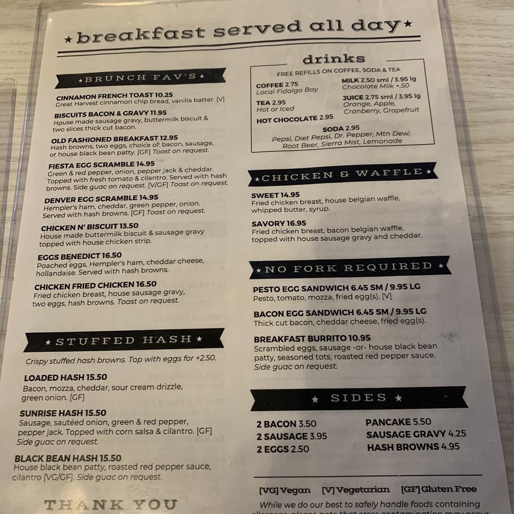 Breakfast menu, Wednesday 20 September 2023.