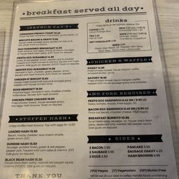 Breakfast menu, Wednesday 20 September 2023.