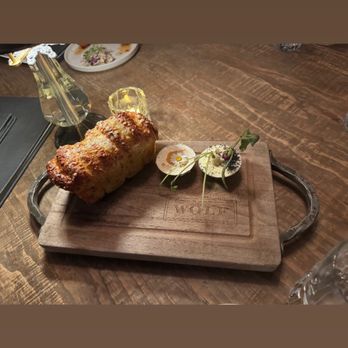 Wolf by Vanderpump at Caesars Republic Lake Tahoe - Pull apart bread with the honey butter and the lava salt butter - American Near Me - Stateline, Nevada