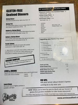 Menu photo 1 Annie's Seafood Restaurant Stratford, ON