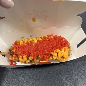 Two Hands Fresh Corn Dogs - Andrea let me pick one that I really wanted to try and she gave me 2 of these! So darn good! - Fast Food Near Me - Sandy, Utah
