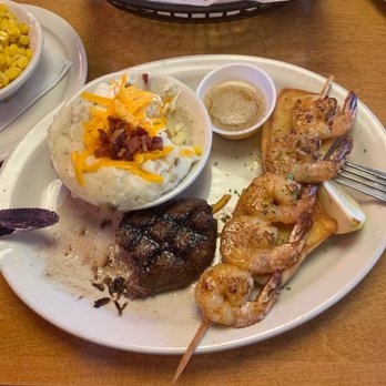 Texas Roadhouse - 6oz steak and shrimp with loaded mash and corn - Steakhouses Near Me - Selden, New York Texas Roadhouse - 6oz steak and shrimp with loaded mash and corn - Steakhouses Near Me - Selden, New York
