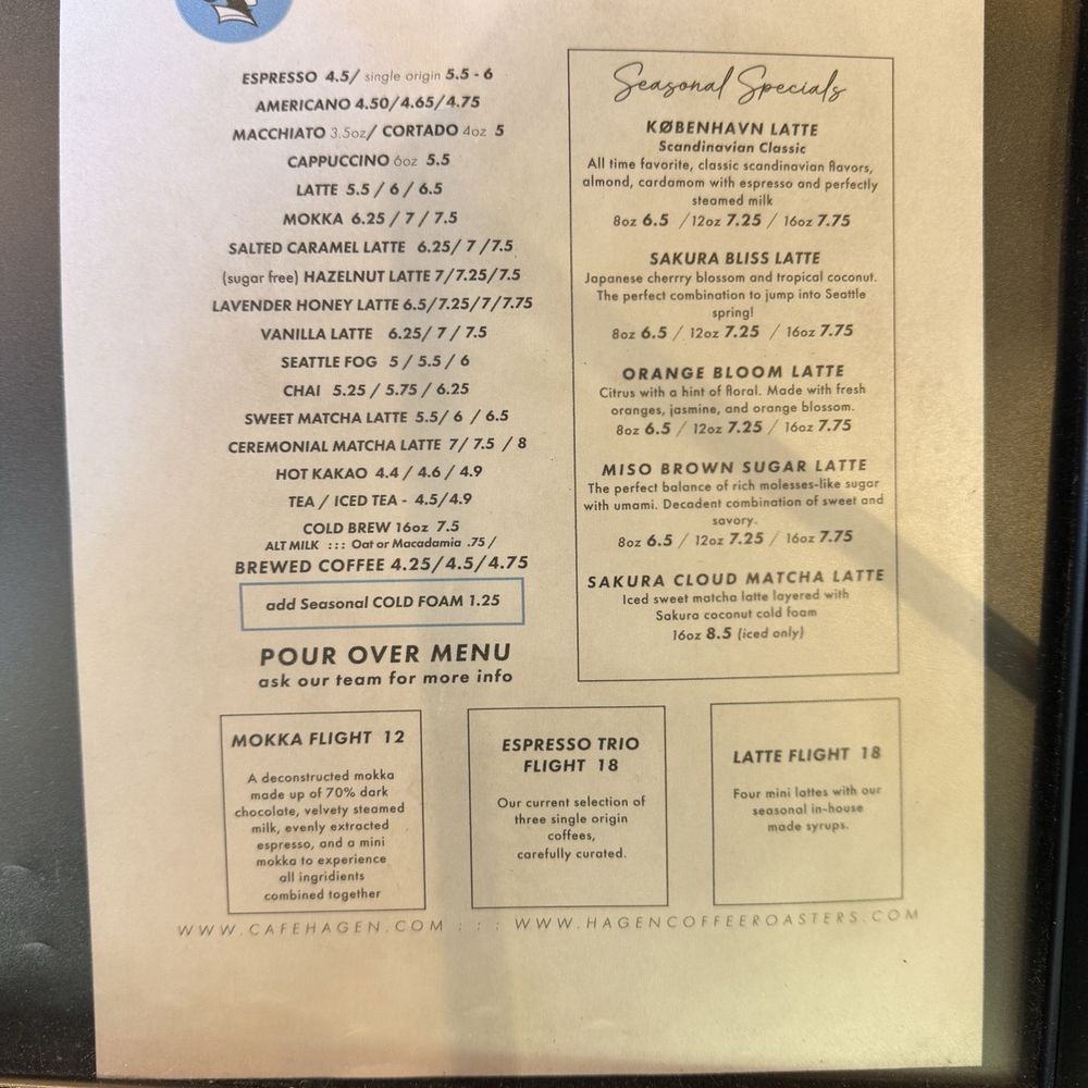 Cafe Hagen - Drinks Menu - Cafes Near Me - Seattle, Washington Cafe Hagen - Drinks Menu - Cafes Near Me - Seattle, Washington