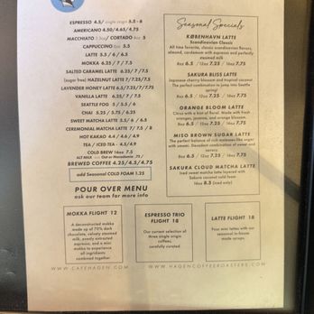 Cafe Hagen - Drinks Menu - Cafes Near Me - Seattle, Washington