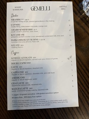 Menu photo 8 Gemelli Restaurant Asheville, NC