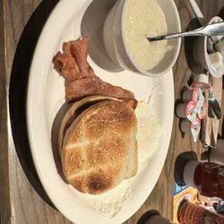 Cracker Barrel Old Country Store - Two Eggs* Coarse Ground Grits sourdough toast