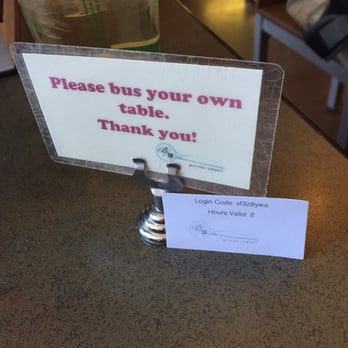 Bitter Sweet - Signs on every table. Login code only for 2 hours only for one device. Stingy! - Desserts Near Me - Cupertino, California