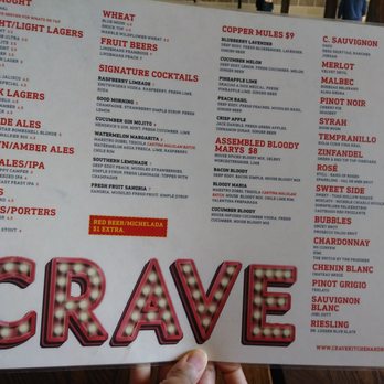 Crave Kitchen and Bar - Drinks menu - New American Near Me - El Paso, Texas