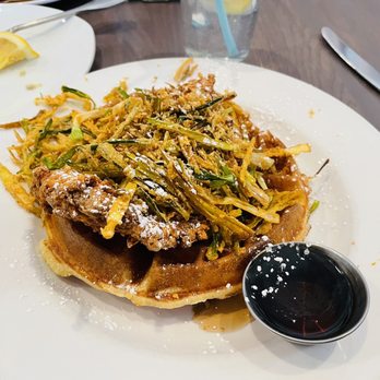 Hash Kitchen - Amazing Chicken & Waffles with fried leeks. - Breakfast & Brunch Near Me - Peoria, Arizona Hash Kitchen - Amazing Chicken & Waffles with fried leeks. - Breakfast & Brunch Near Me - Peoria, Arizona