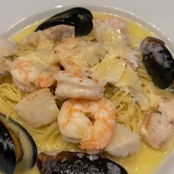 Brazin American Pub & Eatery - Seafood scampi special tonight with pasta- nicely flavored- shared it. - New American Near Me - Eden Prairie, Minnesota