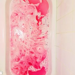Bad Rick Soaps - Lovely pink bath bomb in action.