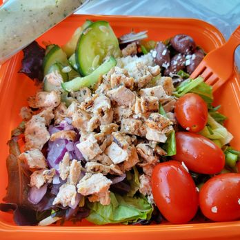 Salad and Go - Greek Salad w/ grilled chicken breast & dressing! - Salad Near Me - Rockwall, Texas
