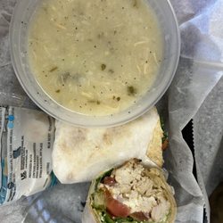 Natalie's Mediterranean Eatery - Chicken Gyro Wrap and Chicken, Lemon, & Rice Soup - Lunch Special.