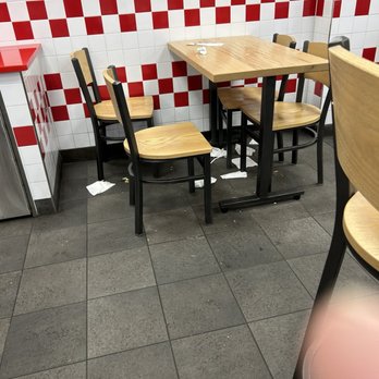 Five Guys - Mess under the table left uncleaned and the place was not that busy - Burgers Near Me - Port Jefferson Station, New York Five Guys - Mess under the table left uncleaned and the place was not that busy - Burgers Near Me - Port Jefferson Station, New York