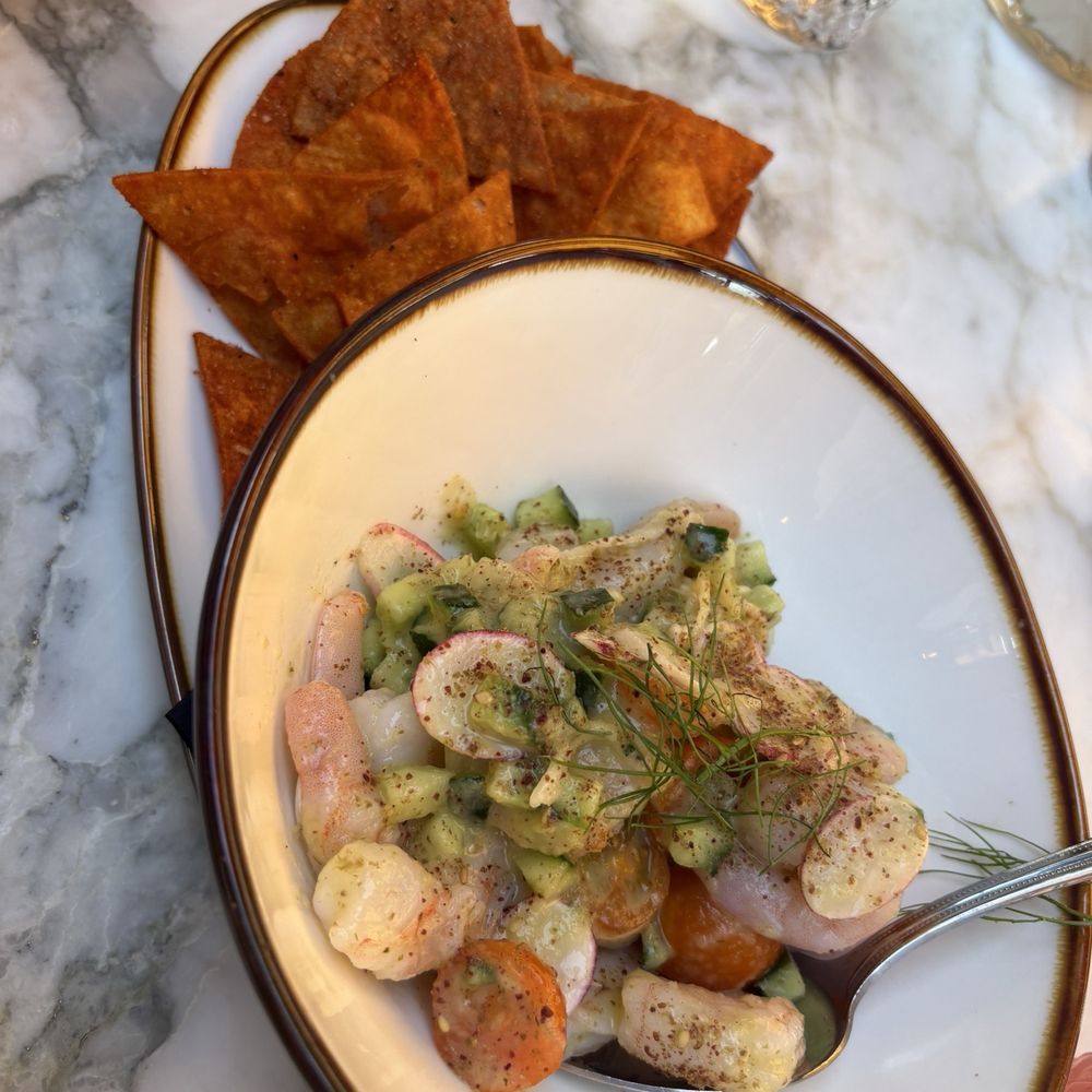 Bacari - Ceviche was fresh and chips were crispy and flavorful with a little spice - Mediterranean Near Me - Long Beach, California