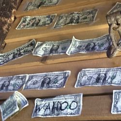 The Rollin Log Tavern - Money on the wall.