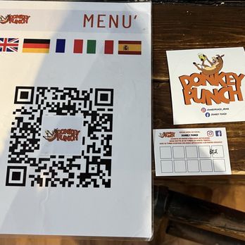 Donkey Punch - QR code menu, sticker, and stamp card - Rome, RM Donkey Punch - QR code menu, sticker, and stamp card - Rome, RM
